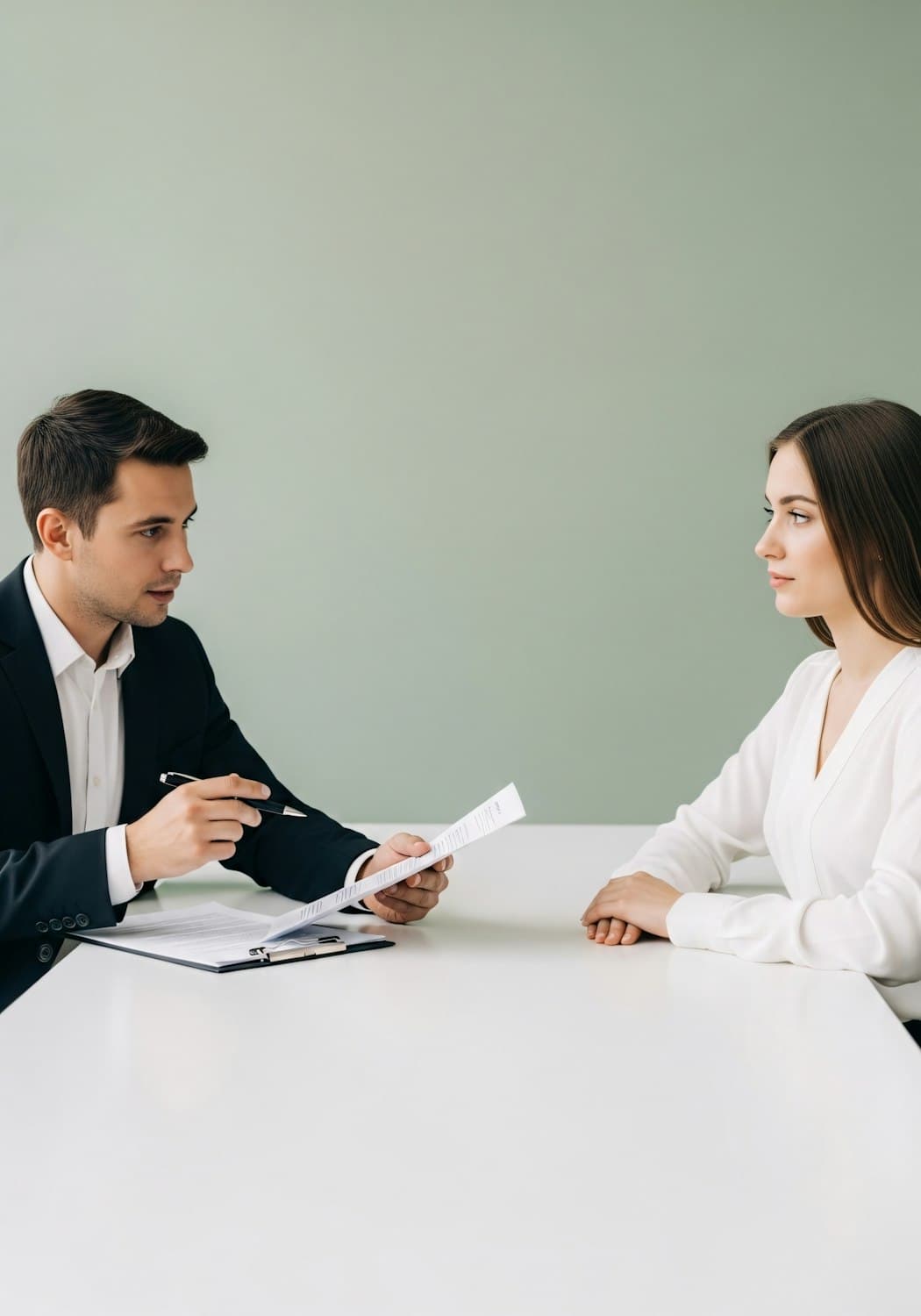 An advisor walks a client through her health insurance options at a table